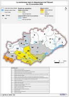 Carte sécheresse Hérault du 15 novembre 2024